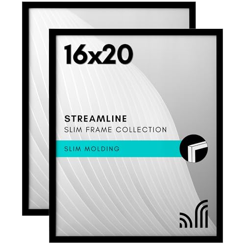 Americanflat 16x20 Poster Frame 2-Pack - Slim Molding - Black - size: 16x20