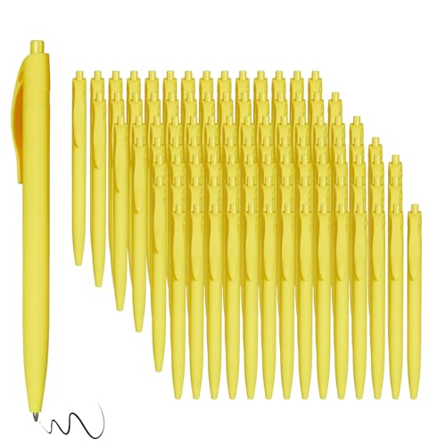 BallPoint Pens, 100 Pack (BLACK Ink),Bulk Pens, Yellow Barrel,Click Pens for Office Home and School, Retractable Ballpoint Pens, Medium Point, 1.00MM (Yellow) - color: Yellow