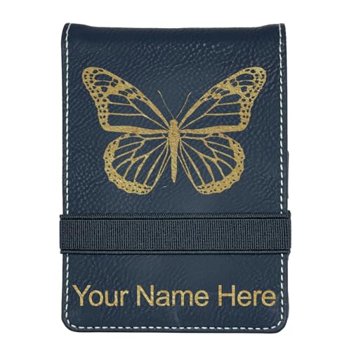 LaserGram Mini Padfolio with Notepad and Pen, Monarch Butterfly, Personalized Engraving Included (Black with Gold) - color: Black With Gold