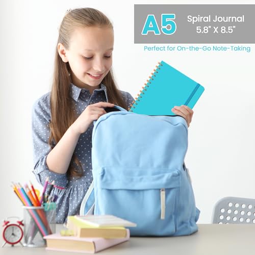 Lined Spiral Journal Notebook, A5 College Ruled Notebook for Note-Taking - color: G.Turquoise