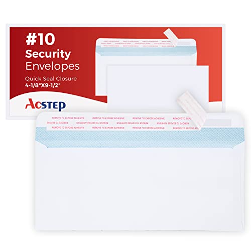 ACSTEP #10 100 Pack Double Window Security Envelopes 4-1/8 x 9-1/2 White - size: #10 No Window 100Count