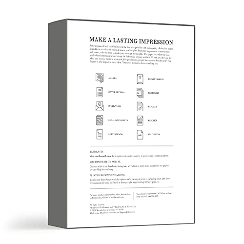 Southworth 404NC 25% Cotton Business Paper Natural 24 lbs. Wove 8-1/2 x 11 500/Box FSC - color: Natural, size: 8.5" x 11" (Pack of 1)
