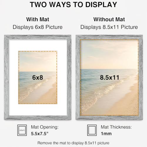 Vittanly 8.5x11 Picture Frames Set of 10 for Wall Mount & Tabletop, Grey - color: Grey, size: 8.5x11