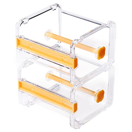 2 Pack Transparent Desktop Multi Washi Masking Sticker Storage Dispenser,Sticker Cutter,Sticker Roll Holder (Not Include Masking Sticker)(Yellow) - color: Yellow