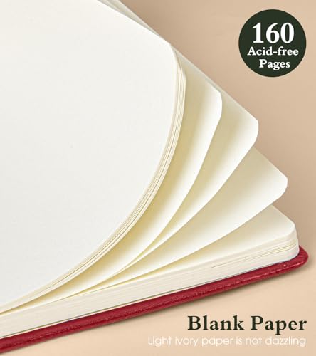 PAIBAS Blank Journal Notebook for Women Men,160 Pages,A5 Hardcover Sketchbook for Drawing, Sketch book, Unlined Notebooks for School,Work, Note Taking,Travel Journals for Writing 5.8"x8.5" (Burgundy) - color: Burgundy, size: Blank (5.8" x 8.5")