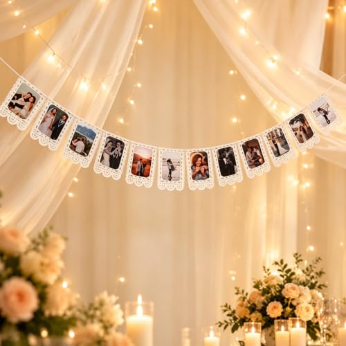 Lace Photo Frame Wedding Banner Milestone Photo Garland Decor