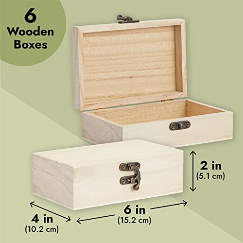 Juvale Wood Boxes for Crafts - 5.9 x 3.9 x 1.97 In, 6-Pack Brown Paulownia Wood - Paintable & Engravable Boxes to Decorate & Jewelry Storage - size: 5.9 Inch x 3.9 Inch x 1.97 Inch