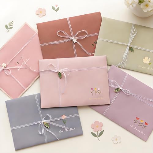 72 Pcs Stationery Paper Envelopes Set Lovely Floral (6Style) | Includes 24 Lined Writing Paper & 12 Envelopes, Cute Letter Writing Stationary Paper Envelopes Kit for Girls Office School - color: Flower