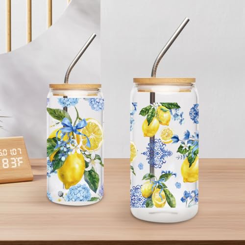 CRASHOT Mediterranean UV DTF Cup Wraps for Glass, 4 Pcs Capri Lemon Decals - color: Lemon
