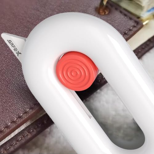 Ceramic Box Cutter, Box Cutter Retractable, Pink, Mini, keychain, Safety, Cute, Magnetic Package Opener, Box Opener Cutter for Daily Online Shopping/Kitchen/Office/Baby Beauty Gift Unpacking - color: 2 Pcs/White