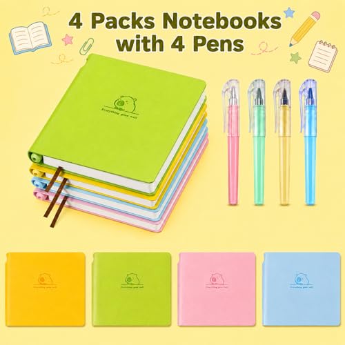 ZLFSRQ 4Pack Mini Blank Notebook with Pen 3.9 x3.9 Inch Journal Notebooks