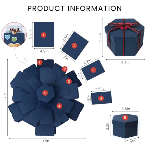 Koogel Blue Explosion Gift Box Photo Album with DIY Accessories - color: Blue