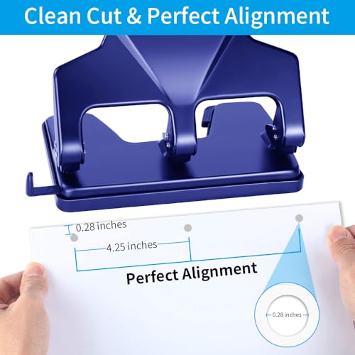 AFMAT 3 Hole Punch Heavy Duty, 40-Sheet Three Hole Punch, 50% Reduced Effort, 3 Hole Puncher for Binder w/Large Chip Tray, 9/32" Holes Diameter, Metal Paper Puncher for Home/Office/School, HP15 - color: Blue