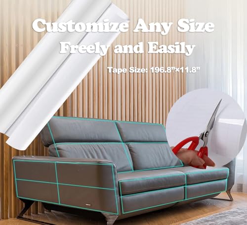 Anti Cat Scratch Furniture Protector Tape Damage-Free Couch Guard, 197"x12" - size: 197" by 12"