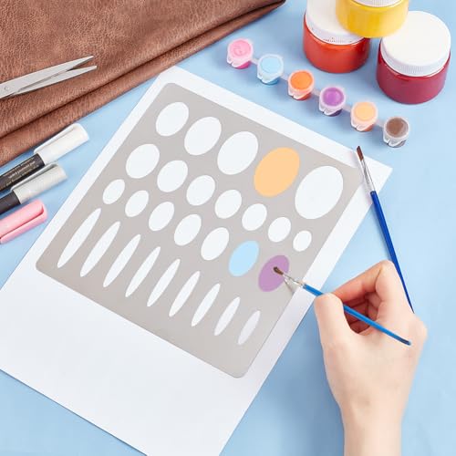 UNICRAFTALE Oval Metal Stencil Drawing Template Stainless Steel Journal Stencils Geometric Painting Stencil for DIY Scrapbooking Photo Engraving Jewelry - style: Oval
