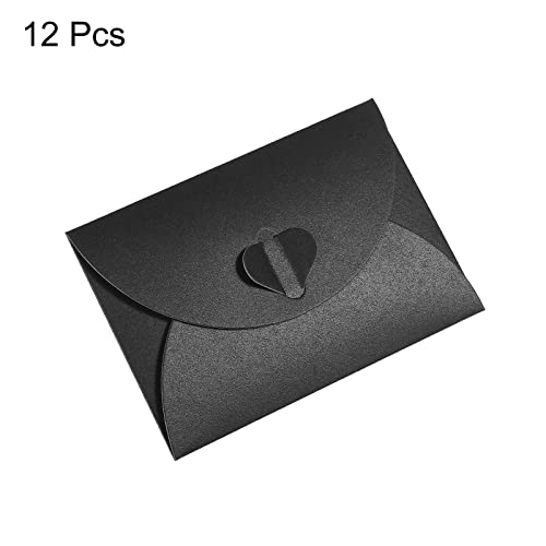 PATIKIL Gift Card Envelopes, 12pcs Heart Shaped Clasp Mini Envelope, Black - color: Black