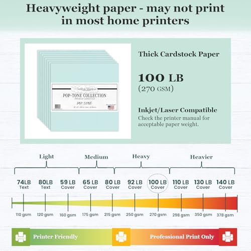 Cardstock Warehouse Pop-Tone Sno-Cone Light Blue Cardstock Paper – 25 Sheets, 12 x 12" - 100 lb / 270 GSM Premium Blue Card Stock for Die-cutting, Crafts, Scrapbooking, Card Making and DIY Projects - color: Sno Cone Light Blue