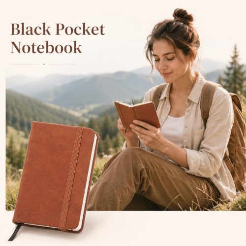 KongTiva 12 Pack Pocket Notebook, 4.3" X 2.95" Leather Pocket Journal Small Notebook Pockets Size Notebooks 100 Sheets Mini Hardcover Travel Journal Notebooks for Office Home School Writing Supplies