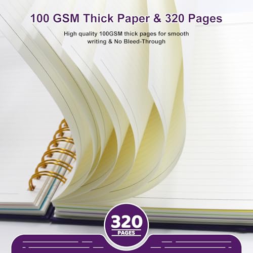 Hardcover Spiral Notebook Journal with Removable Dividers Tabs - color: Purple, size: 8"x10"