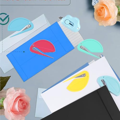 9 Pack Letter Opener Envelope Slitter,Box Cutters Retractable Package Cutter,Adorable Mail Envelope Opener Portable,Wrapping Paper Cutter DIY,Envelope Cutter (9)