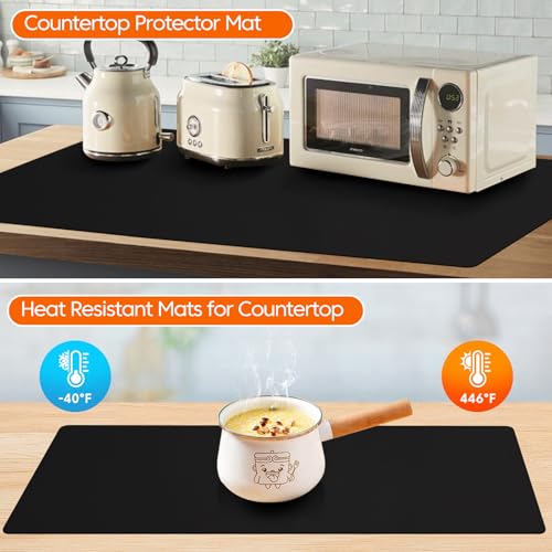 Large Silicone Mat, 20" x 80" Countertop Protector Mat, Black - color: Black, size: 80"L x 20"W