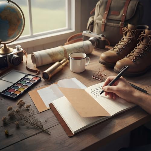 Thenshop Leather Travel Notebook 3 Inserts, Coffee Color, A5 Size - color: Coffee Color, size: A5 Size