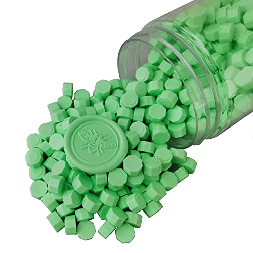 400 Pieces Sealing Wax Beads for Seal Stamp, PORXFLY Wax Seal Beads Great for Wedding Invitations, Wine Packages,Cards Envelopes, Gift Wrapping (Cream Green) - color: Cream green