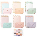 55 Pcs Stationery Paper Envelopes Set | Includes 36 Writing Stationery Paper & 18 Envelopes & 48 Stickers, Letter Writing Stationery Paper Envelopes(6 Style) - color: Cute animals