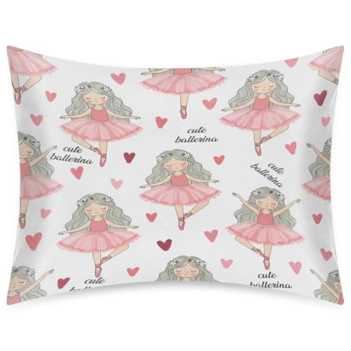 AUUXVA Girl Satin Pillowcase for Hair and Skin, Standard Size Ballet Ballerina Princess Pillow Sham with Envelope Closure Decorative Pillow Cover for Bedroom Cute Kids Pillow Case - color: Cute Ballet Girl, size: 20x26in
