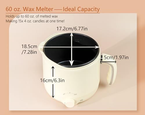 Aroparc Wax Melter for Candle Making with Pouring Spout, 60oz | Large Capacity, Keep Warm Function, Candle Making Kit with Thermometer/Wicks/Stirring Spoon/Wick Centering Tool - size: 60oz-Kit-Wax Meter