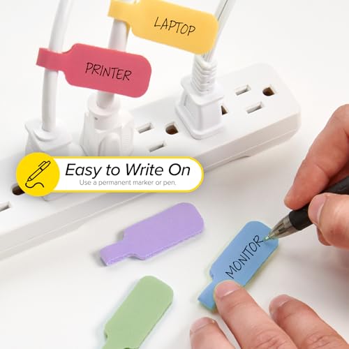 Wrap-It Storage Cable Labels - Medium, Macaron (30-Pack) | Write On Cord Tags for Wire Management and Identification - color: Macaron, size: Medium