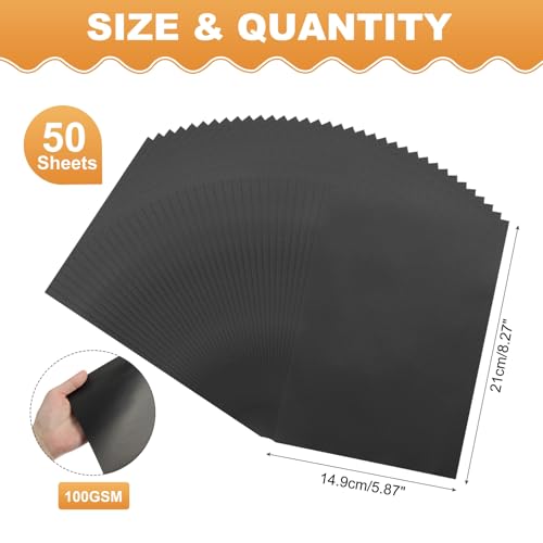 MECCANIXITY 50 Sheet Colored Vellum Paper 5.9" x 8.3", 100gsm Translucent Printable Vellum Sheets for Printing Wedding Invitations Inkjet Laser Printer, Black - color: Black, size: 5.9" x 8.3"