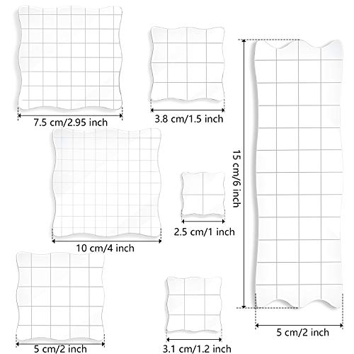 Mudder 7 Pcs Acrylic Stamp Blocks Set Clear with Grid Lines,Lace Edge - style: Lace Edge