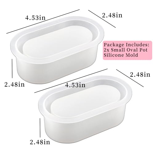 Wehous 2PCS Oval Plant Pot Mold Candle Holder Storage Box Jar Silicone Molds for Epoxy Resin Casting Unique Jewelry Trinket Container Bowl Resin Concrete Cement Molds DIY Art Craft Table Home Decor - color: 2x oval