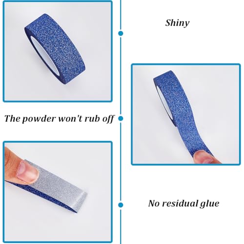 GORGECRAFT 10M*15mm*3 Rolls Glitter Adhesive Tape Foil Masking Tapes Dark Blue Washi Paper Stick for DIY Scrapbook Decorative Adhesive Sticker Craft and Gifts Wrapping Car Furniture Walls - color: Dark Blue