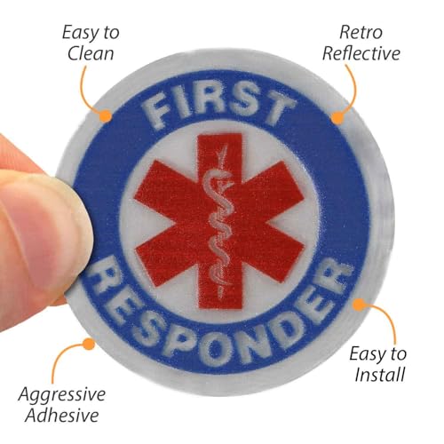 SmartSign First Responder Pack of 5 Hard Hat Labels | Retro-Reflective, 2" Circle - color: First Responder