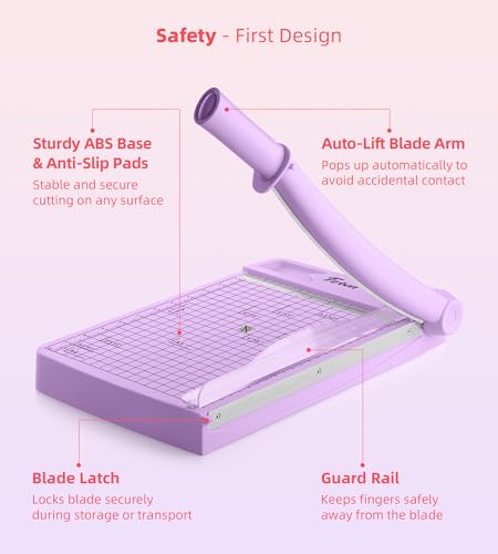 Firbon 12 Inch Guillotine Paper Cutter, Heavy Duty Paper Trimmer, Purple - color: Purple
