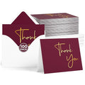 VNS Creations Thank You Cards With Envelopes - 100 Pack 4 x 6 Blank - Wine - color: Wine (Gold Foil), size: 100 Pack - 4" x 6" (Value Pack)