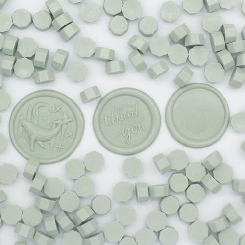 Sage Green Wax Seal Beads 1450pcs (1.1lb), Premium Vintage Sealing Wax Pellets for Stamp Seals, Wedding Invitation, Letter Envelope, Thanks Card & Scrapbook DIY Crafts - color: Sage Green