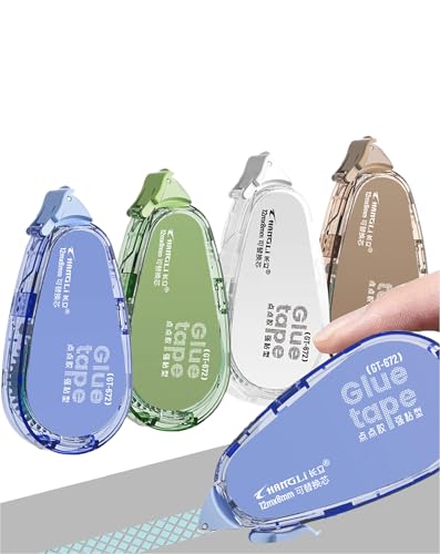Upgraded Glue Tape for Scrapbooking - Double Sided Glue Tape Roller for Crafts (47 Ft X 0.31, 4 Pack), Scrapbooking Journaling School Office Teacher Supplies for Kids and Adults - color: Blue & White & Green & Brown