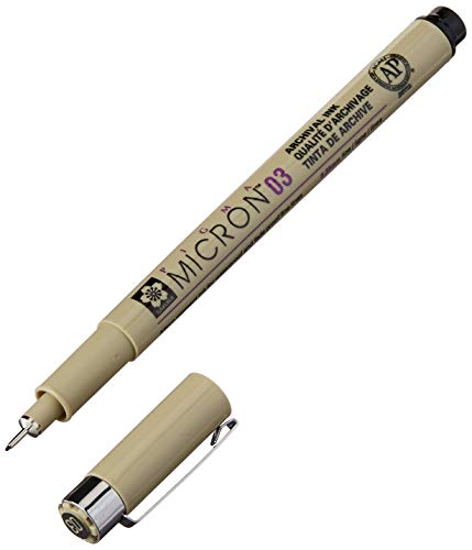 Sakura 50152 Micron Pen, 03-0.35mm Tip, Black Ink, Box of 12 Pens