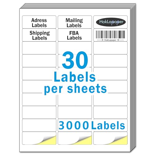 1"x2-5/8"Address Mailing Labels, 3000 Sticker Labels(100 Sheets) - size: 1"x2-5/8" Labels (100 Sheets)