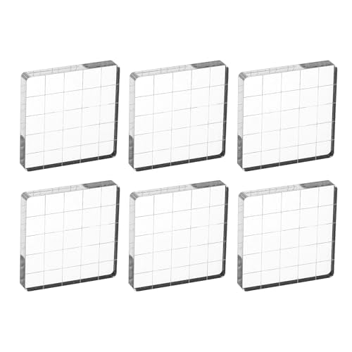 PATIKIL 2"x2" Acrylic Stamp Block, 6Pcs Clear Stamping Block with Grid Lines Decorative Mounting Blocks Square for Scrapbooking DIY Crafts Card Making - size: 2"x2"