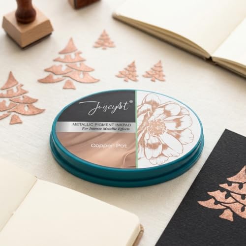 Metallic Pigment Ink Pad Set, Gold, Silver, Copper, Rose Gold, for Card Making, Scrapbooking, Paper Crafts, Ages 14+ (4 Colors) - color: 4 Colors