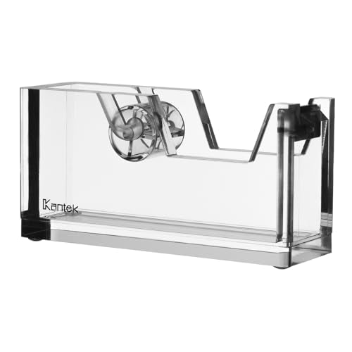 Kantek Clear Acrylic Office Tape Dispenser, Fits Standard 3/4" Refill Rolls, Office Organizer, Desk Accessory, 1.8" x 5.6" x 2.9", Non-Skid Feet for Single Handed Dispensing