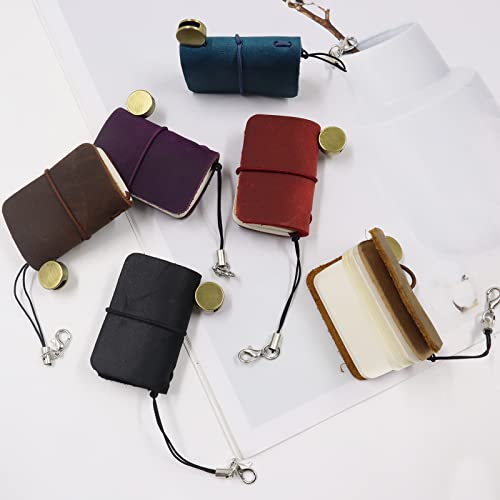 Yitexin 3 Colors Mini Size with Leather Cover and Strap, Refillable Personalized Tiny Travel Journal 1.9 x 1.3in(4.8 x 3.2cm), Blank Pocket Diary (Black, Coffee, Brown)
