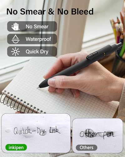 inkipen 8 Pcs Gel Pens Black Ink, Fine Point(0.5mm),with Fidget Clip - color: black-white-8PCS