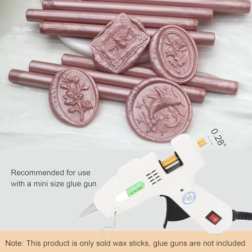 Rose Gold Wax Seal Sticks 20pcs, Andotopee Glue Gun Wax Seal Sticks for Wax Seal Stamp, Premium Sealing Wax for Envelope Letter Seal Wedding Invation Craft Adhesive, Great Gift Ideas (Mini Size)