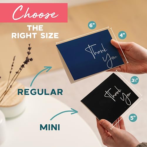 VNS Creations Thank You Cards With Envelopes - 100 Pack 4 x 6 Blank - Black - color: Black, size: 100 Pack - 4" x 6" (Value Pack)