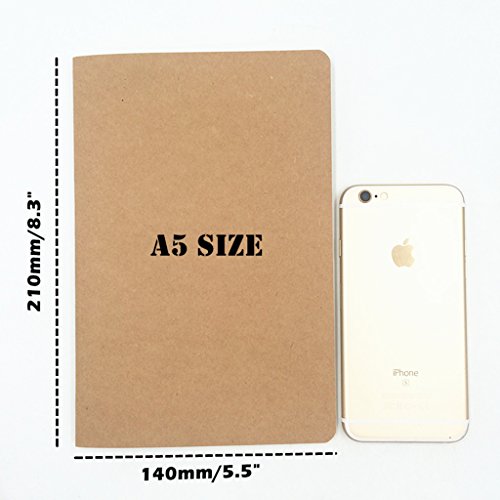 ALIMITOPIA 6 pack Notebook Brown Softcover Thread-bound Notebook Journal Diary Memo Notepad,A5 Size(5.5"X8.3"),30 sheets(Grid Pages) - size: A5 Size (Gridding Pages)
